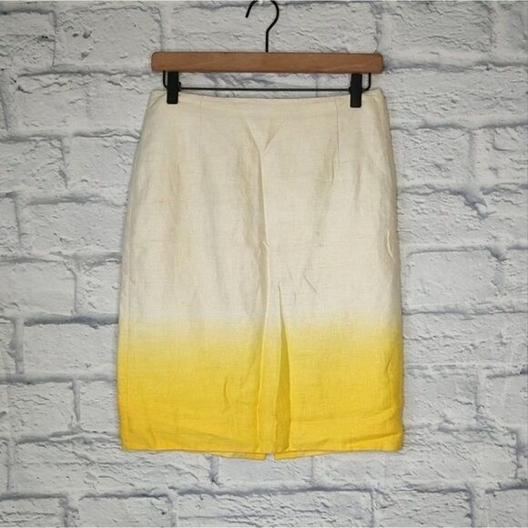 J. Crew Dresses & Skirts - J. Crew women's ombre Yellow Beige linen colorful office pencil skirt Size 2